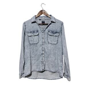 Guess Button-Up Chambray Button-Up Shirt Size S Casual Layering Western